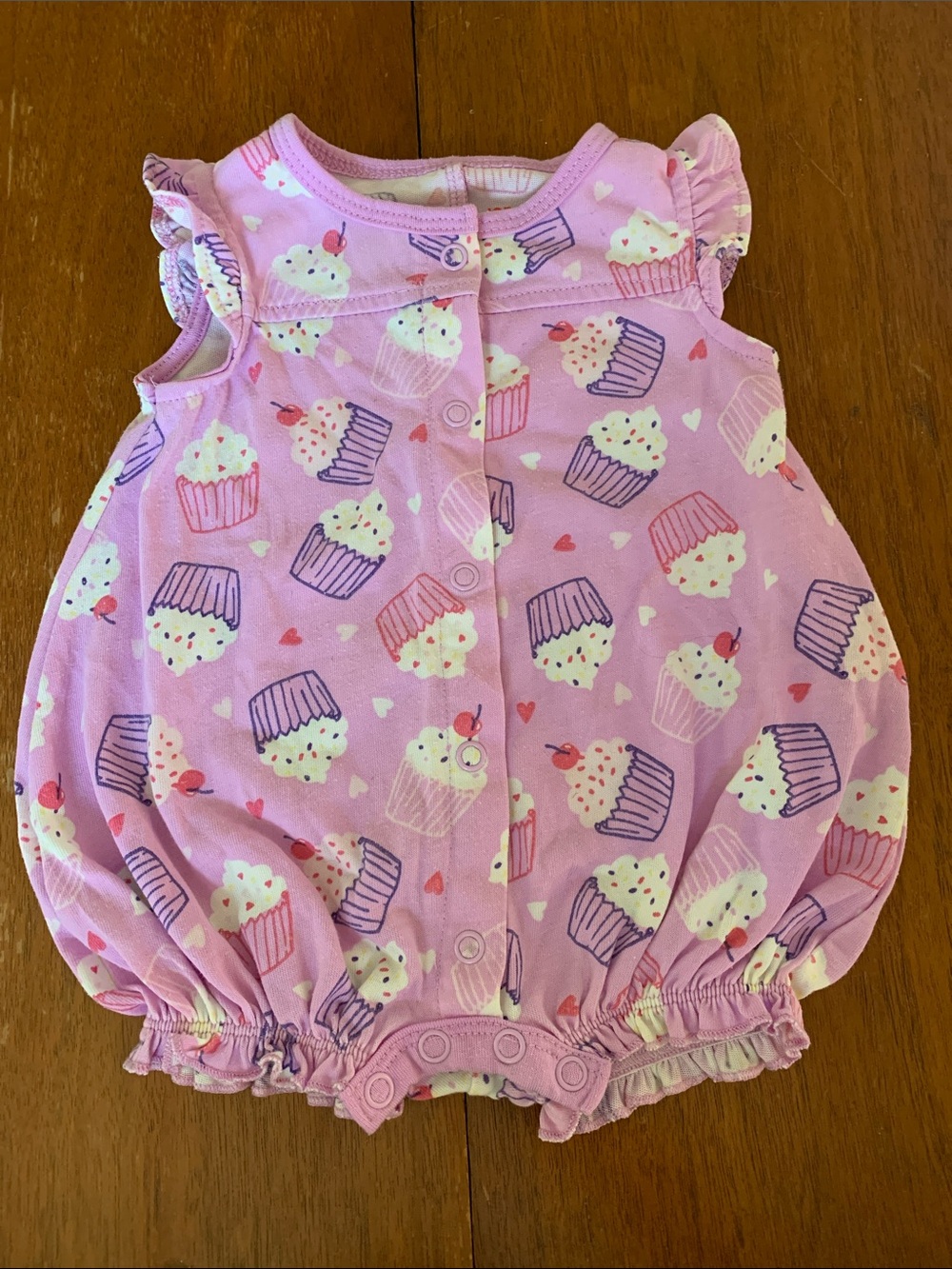 🍊5/$25 Joe Fresh Pink Cupcake Print Romper size 0-3m
